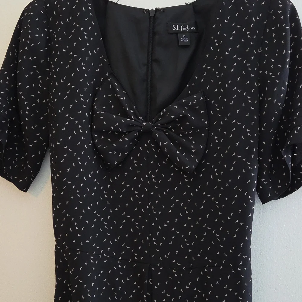S.L. Fashions Black Bird Dress - Picture 2 of 3
